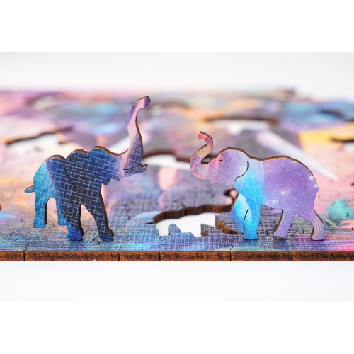 Puzzle Drewniane 25 x 25 cm SŁOŃ 145 Elementów Układanka Drewniana